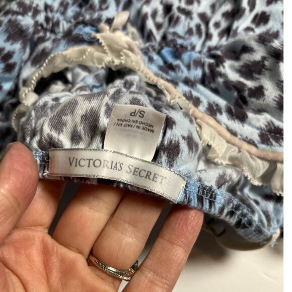Victoria's Secret Blue Leopard Cotton Babydoll Nightie Slip Dress S Small - Picture 6 of 9